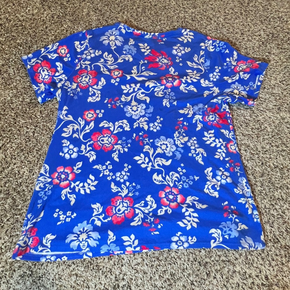 Croft & Barrow Blue Floral The Classic Tee 100% Cotton Plus Size 0X Short Sleeve - Picture 5 of 5